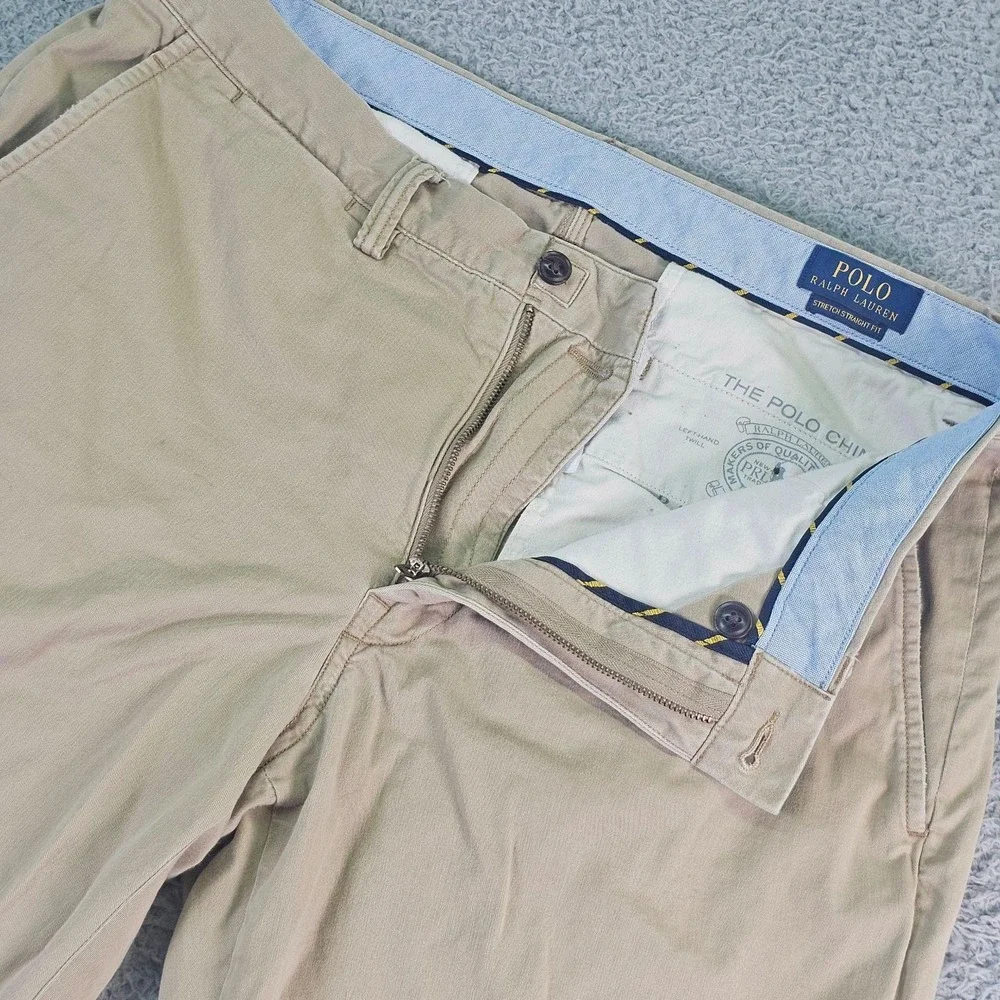 Polo Ralph Lauren Polo Chino Pants Mens 34x32 Beige Stretch Straight Fit Casual